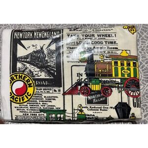 Vintage Train - Newspaper Fabric Northern Pacific 3+ Yards 45" Wide